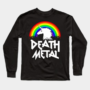 Death Metal Unicorn Funny Rocker Festival Horns Hand Music Metal Long Sleeve T-Shirt